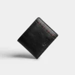 Genuine Leather Bifold Wallet — Black with Contrast Stitch