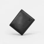 Genuine Leather Bifold Wallet — Black with Embossed Eagle Logo