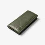 Long Bifold Genuine Leather Wallet — Olive Green - Image 3